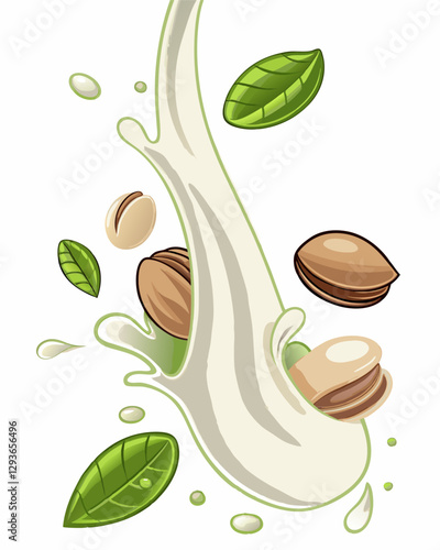Modern solution: visualization of alternative milk with the addition of healthy nuts
