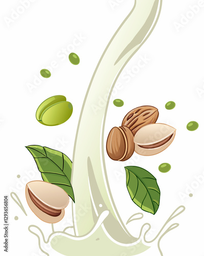 Health in every drop: a visualization of a milk flow with the addition of nutritious nuts
