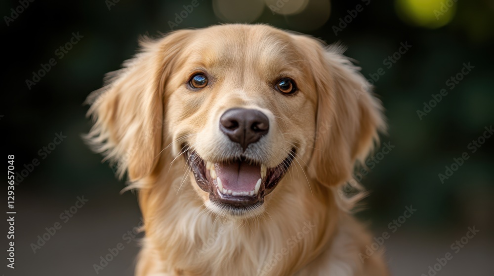 A cheerful dog smiles widely while gazing directly at the camera, radiating joy and playfulness in its expression. A cheerful dog smiles widely while gazing directly at the camera, radiating joy and playfulness in its expression.