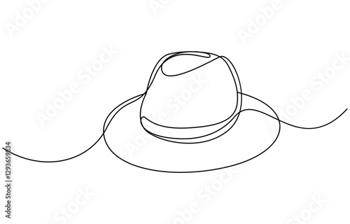 Hat continuous one line drawing