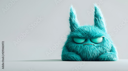 A blue monster with big ears and a big mouth