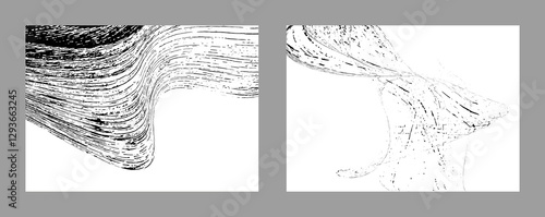 Strokes of black paint on a white background. Set of two templates. Graffiti element. Design template for the design of banners, posters, booklets, covers, magazines. EPS 10