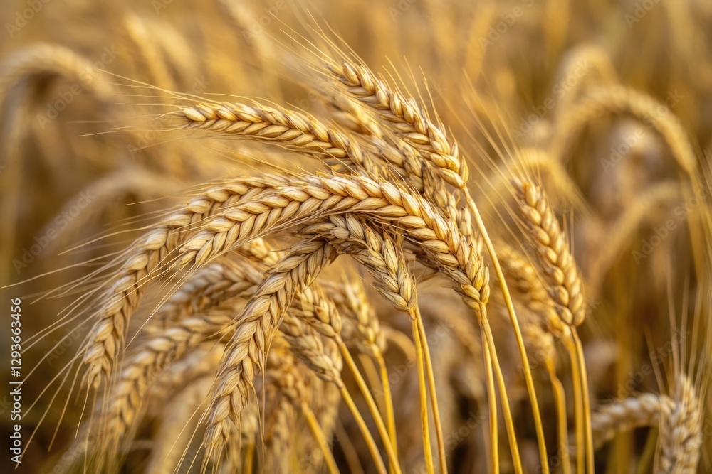 A detailed shot of mature wheat stalks with golden grains, suitable for use in agriculture-related or food industry context A detailed shot of mature wheat stalks with golden grains, suitable for use in agriculture-related or food industry context