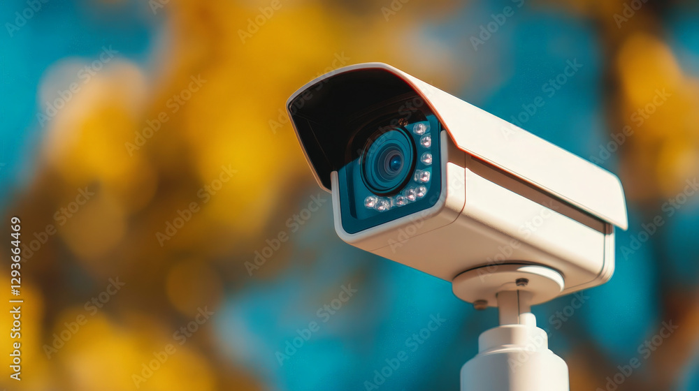 Modern security camera with advanced night vision and sleek design outdoors Modern security camera with advanced night vision and sleek design outdoors