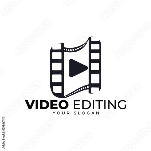 Video Editing Logo Vector with Film Strip and Play Button
