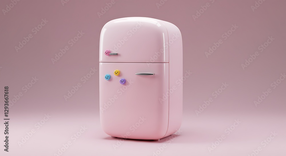 Pastel Pink Retro Refrigerator: A Whimsical 3D Render Pastel Pink Retro Refrigerator: A Whimsical 3D Render