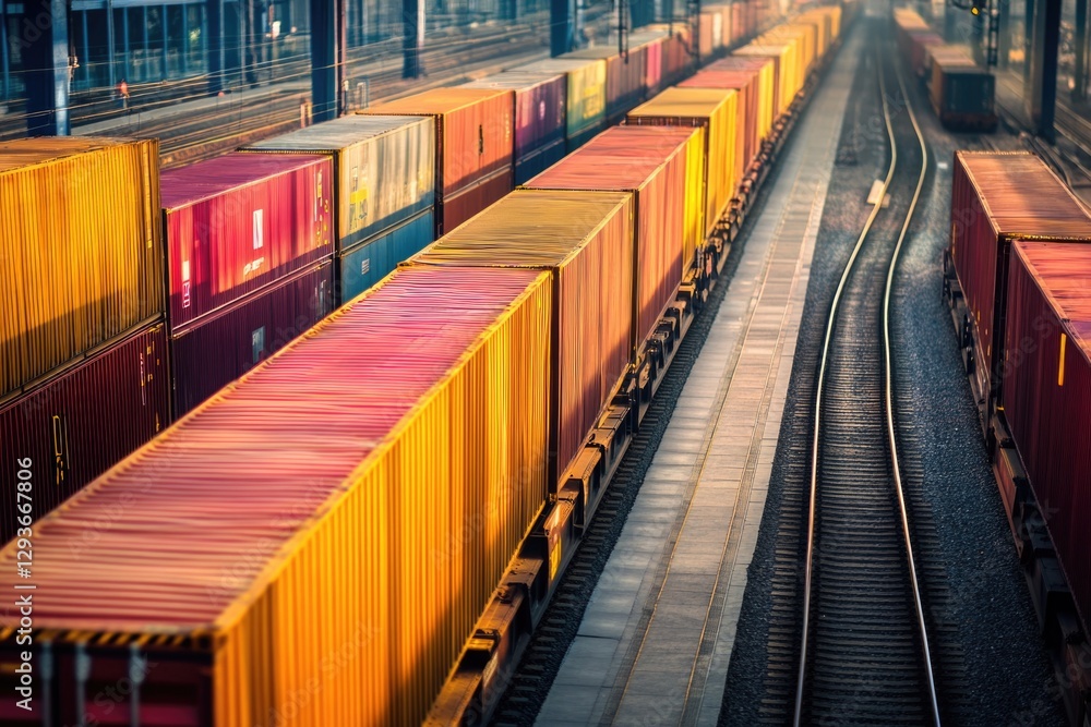 Fototapeta premium Trains, rail, freight, cargo, industrial, transportation