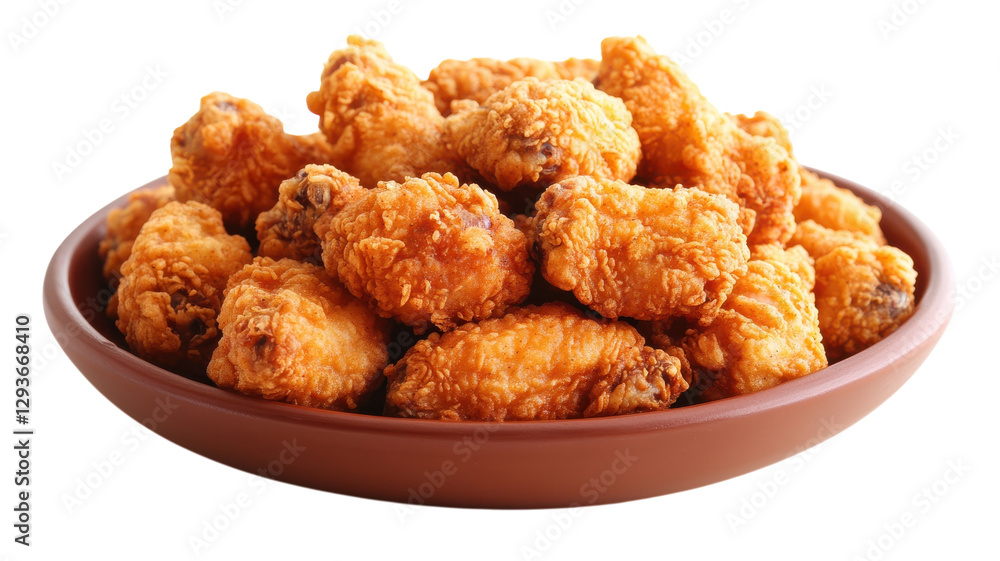 Crispy fried chicken wings served in a brown bowl with a golden crust and juicy interior Crispy fried chicken wings served in a brown bowl with a golden crust and juicy interior