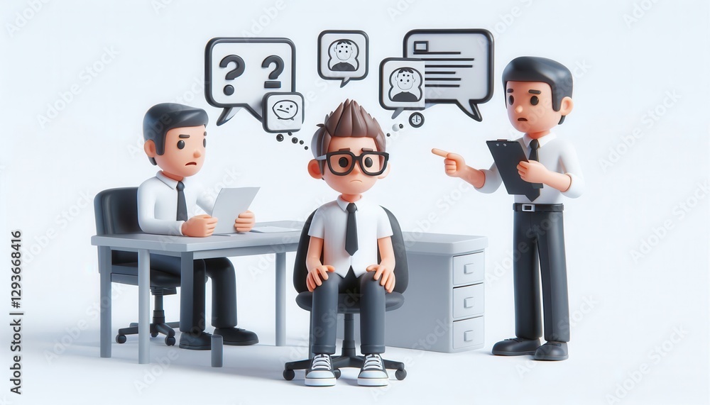 3d animated team discussion on communication challenges in a modern office environment 3d animated team discussion on communication challenges in a modern office environment