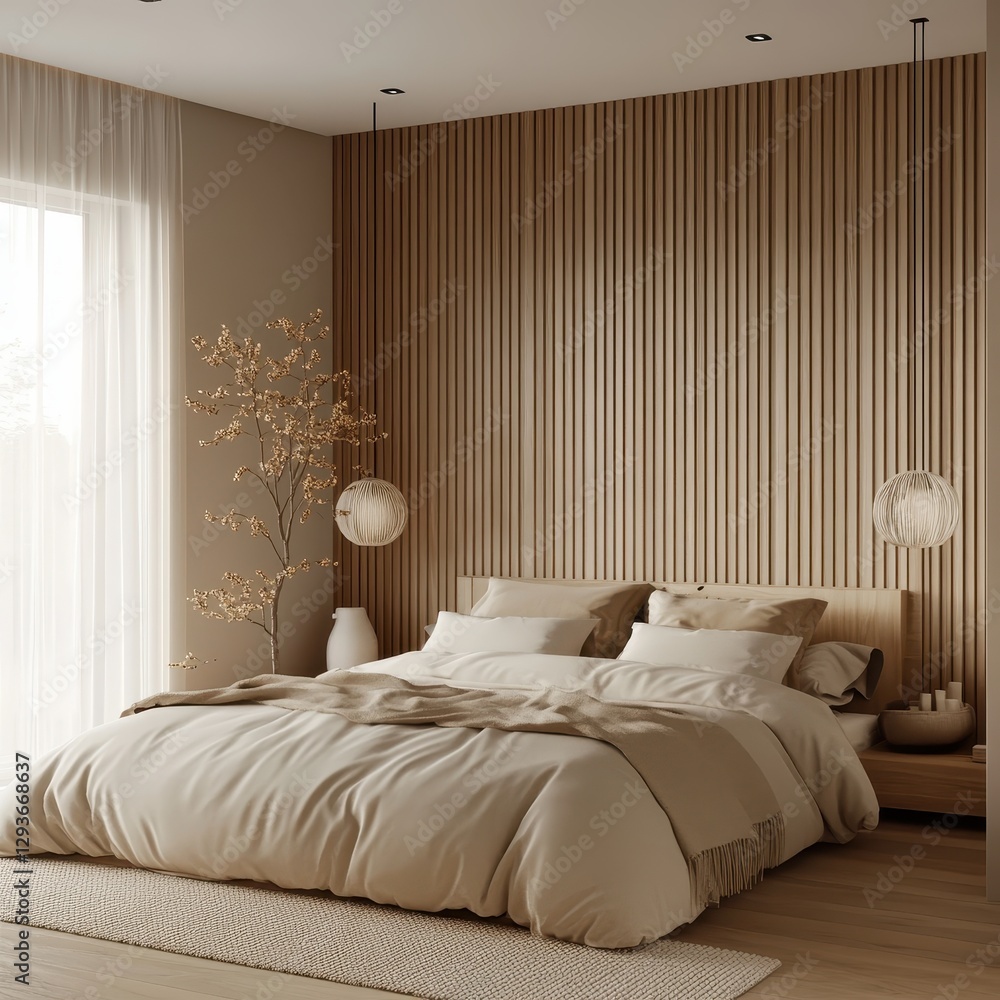 custom made wallpaper toronto digitalA modern bedroom with a minimalist design and elegant decor