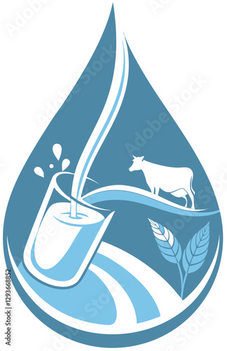 Eco-friendly image: a minimalistic logo for dairy products with an emphasis on naturalness
