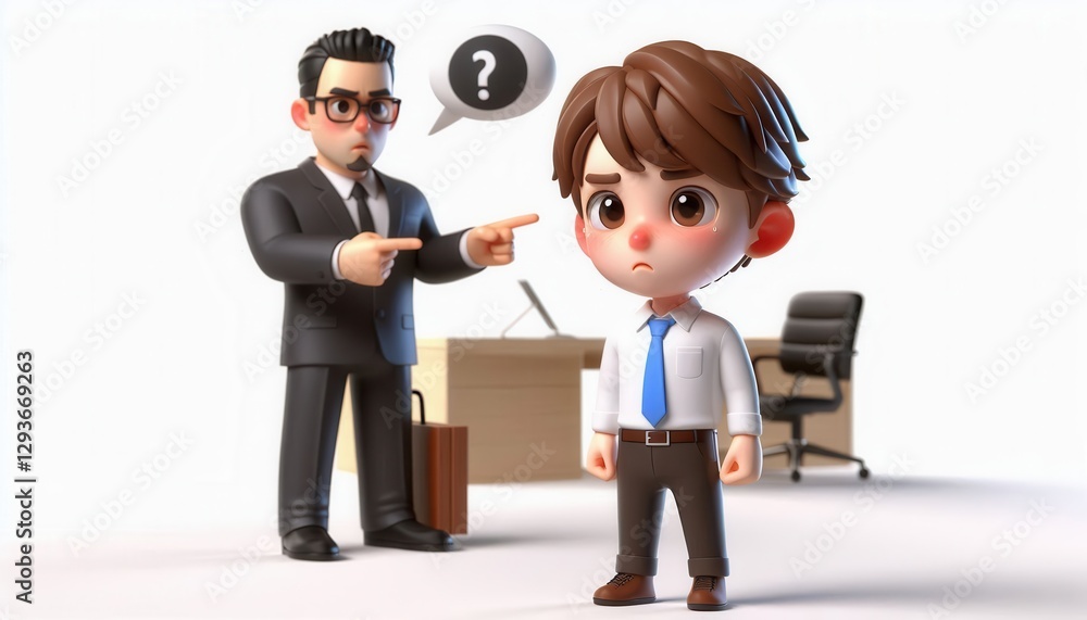 Obraz premium Exploring workplace dynamics 3d animation of confrontation between boss and employee