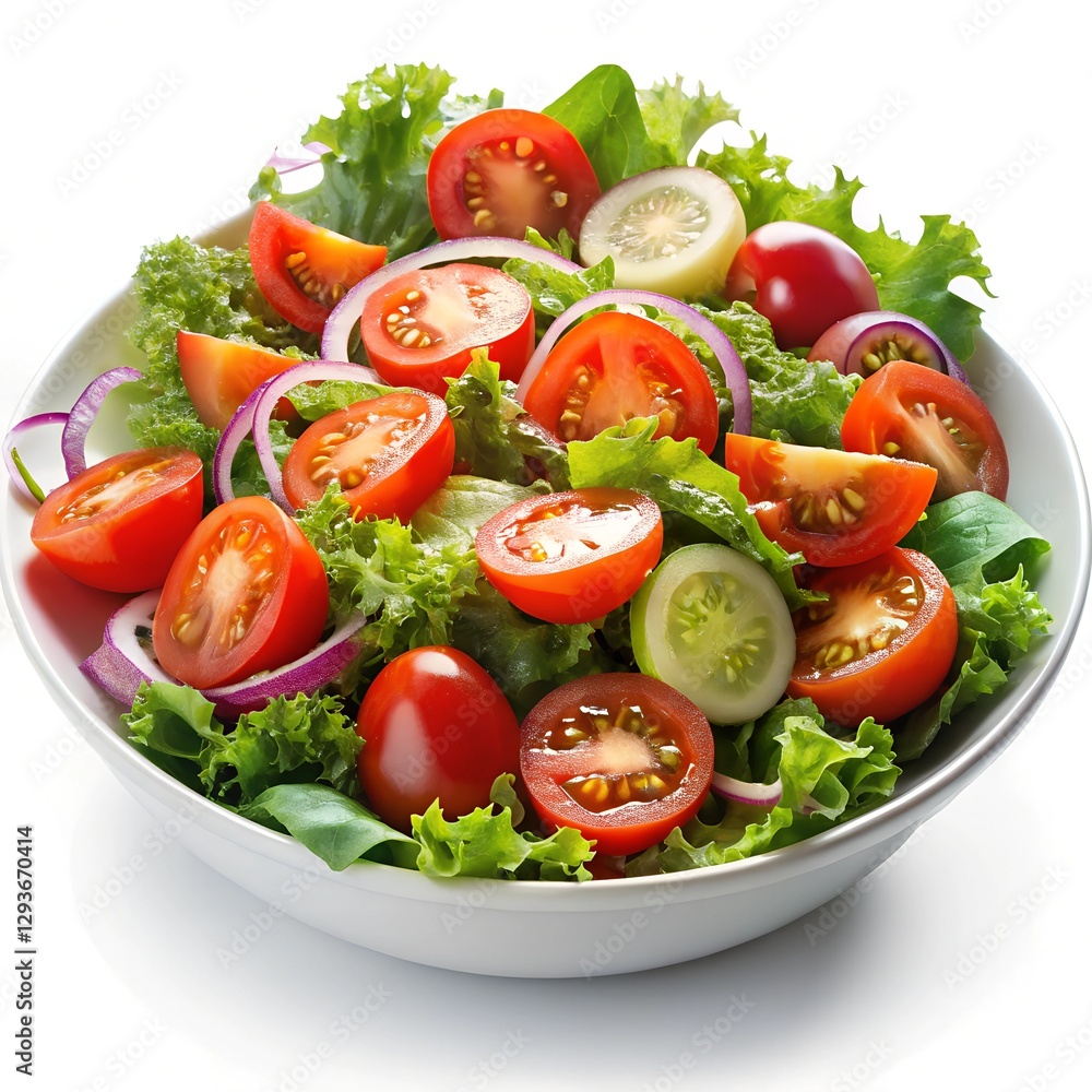 A vibrant and healthy salad bowl filled with fresh greens, juicy tomatoes, and crispy croutons. The salad is arranged beautifully, showcasing the freshness and quality of the ingredients.
A vibrant and healthy salad bowl filled with fresh greens, juicy tomatoes, and crispy croutons. The salad is arranged beautifully, showcasing the freshness and quality of the ingredients.