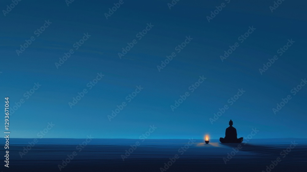 A person is sitting on the beach at night, with a candle in front of them A person is sitting on the beach at night, with a candle in front of them