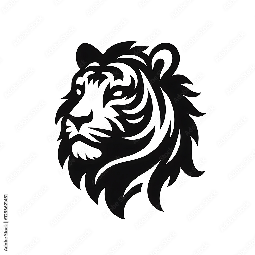 Fototapeta premium tiger head mascot logo icon of silhouette isolated on white background