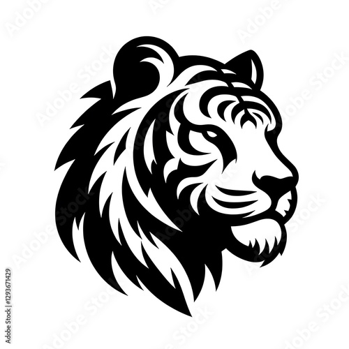 Wallpaper Mural tiger head mascot logo icon of silhouette isolated on white background Torontodigital.ca