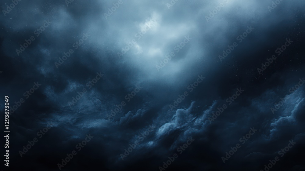 Dramatic dark clouds, ominous sky, foreboding weather, low-light atmosphere. Possible use Stock photo for mood, atmosphere, or weather themes