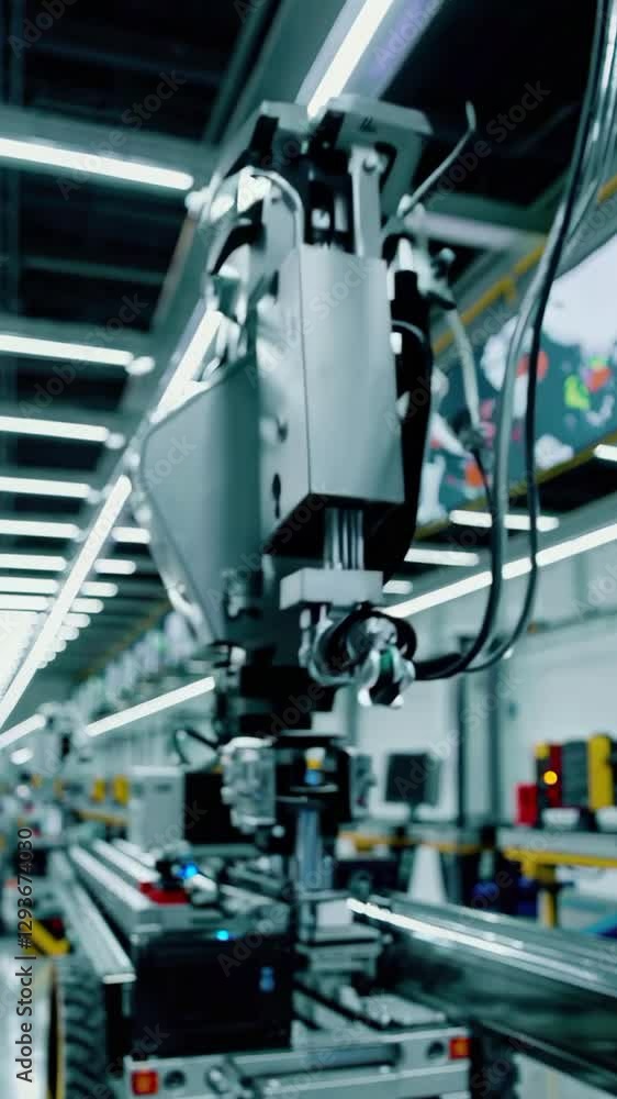 Inside a contemporary manufacturing facility, automated robotic arms perform precise tasks while large screens display operational data. Bright, well-lit environment enhances productivity. Inside a contemporary manufacturing facility, automated robotic arms perform precise tasks while large screens display operational data. Bright, well-lit environment enhances productivity.