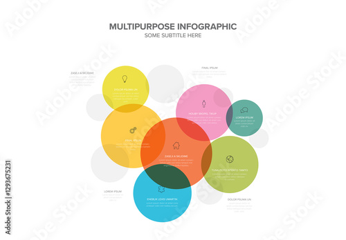 Obraz na płótnie Colorful Circles Infographic Design Template made from colorful circles and icons w salonie