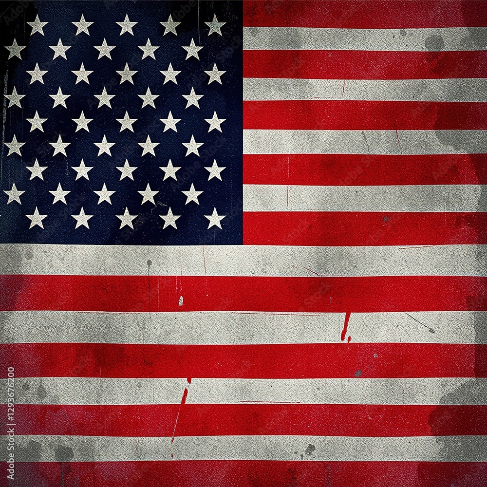 Fototapeta premium Aged American Flag Texture, Weathered Patina
