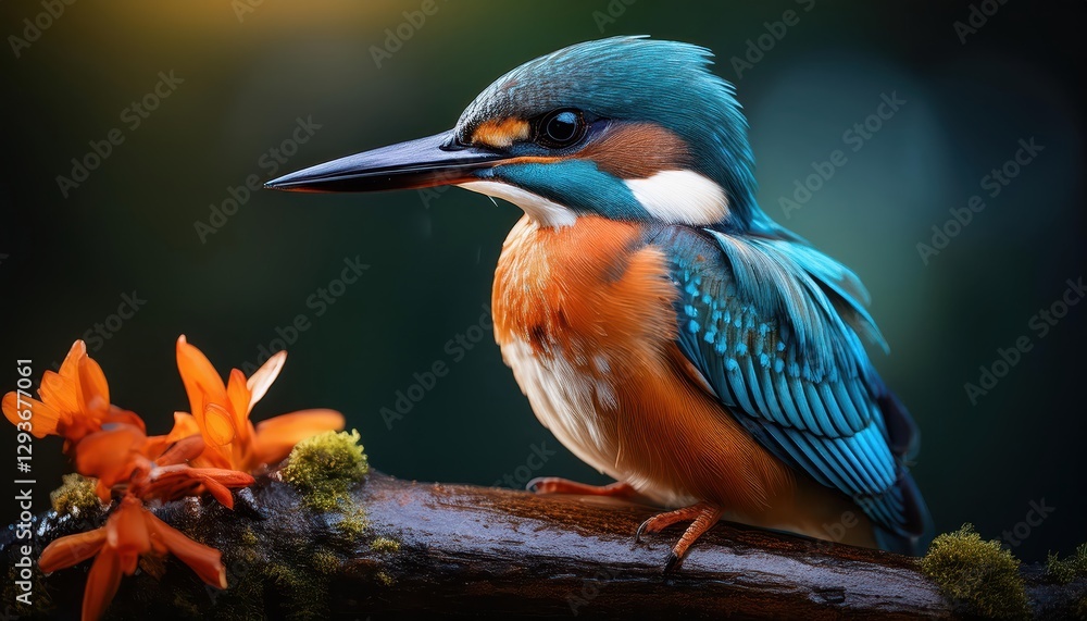custom made wallpaper toronto digitalStriking Kingfisher Swooping over Crystalclear Stream, Majestic Bird in Vivid Feathered Glory Amidst the Verdant Forest Backdrop, Showcasing Natures Beauty and Dynamic Energy.