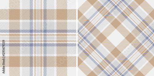 Fabric texture seamless of check background textile with a plaid tartan vector pattern. Set in earth colors. Fashion repeat patterns in clothing.