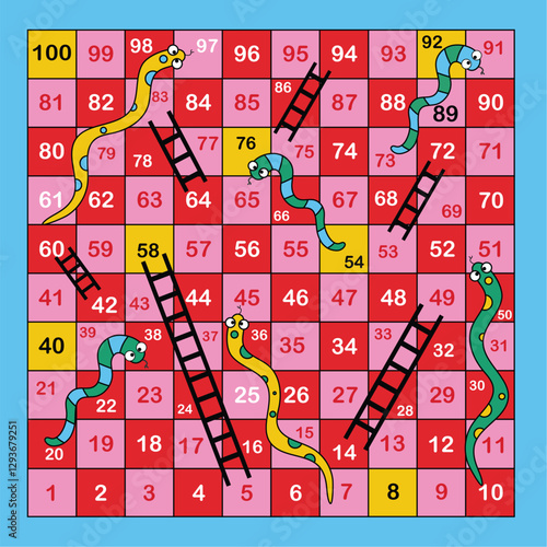 Ladder snakes game,Funny frame for children.Vector illustrations.