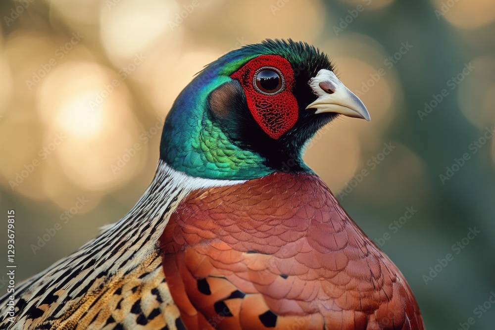 Fototapeta premium A detailed view of a bird's face with vibrant red plumage on its head