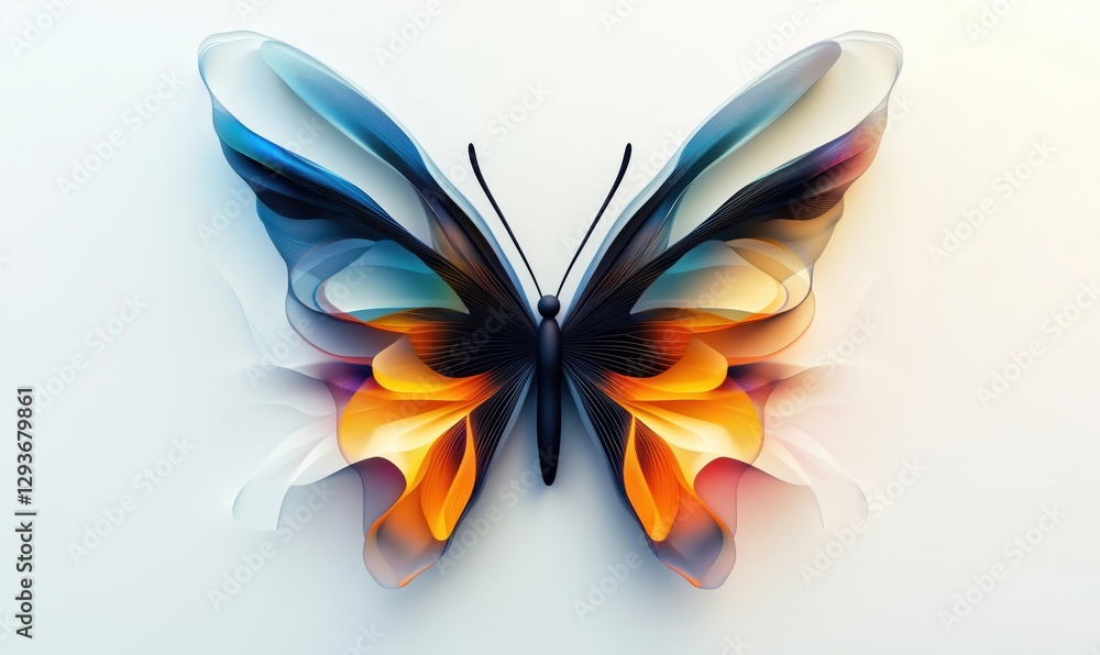 Obraz premium Colorful abstract butterfly design with flowing shapes and gradients