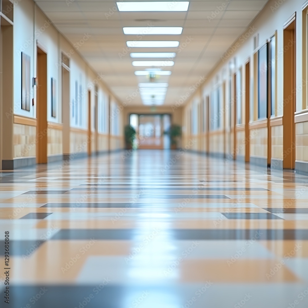 Obraz premium A Long Hallway Offers A Perspective View Into The Distance