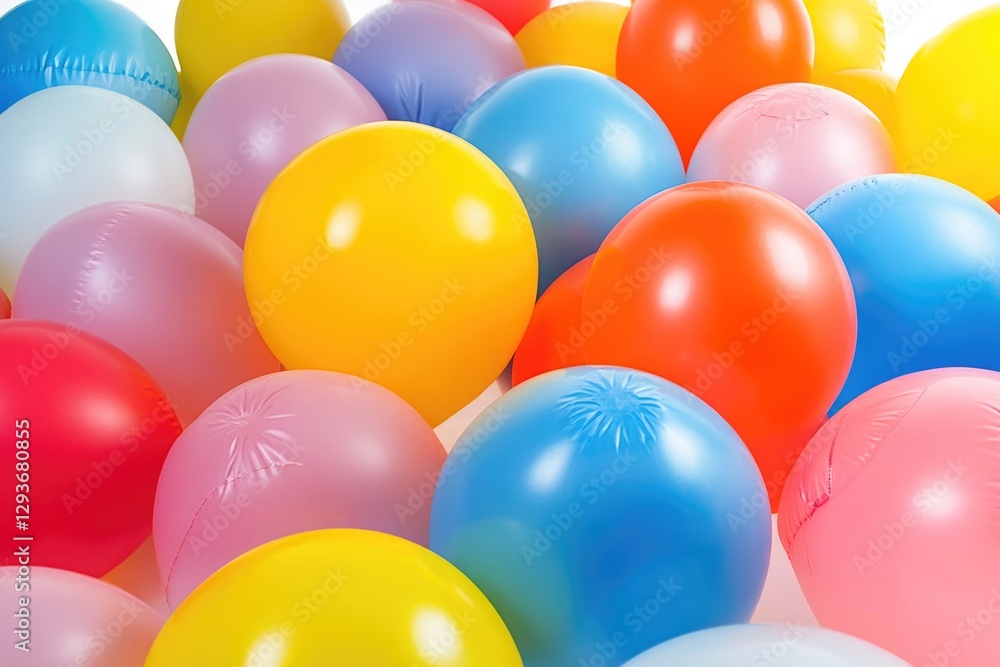 A collection of vibrant balloons against a clean white backdrop, perfect for party or celebration scenes A collection of vibrant balloons against a clean white backdrop, perfect for party or celebration scenes