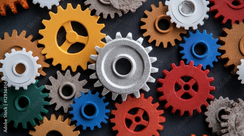 Colorful Gears and Cogs A Vibrant and Dynamic Arrangement Showcasing Precision Engineering and Interlocking Mechanisms Perfect for Illustrating Concepts of Teamwork, Collaboration, and Progress The Colorful Gears and Cogs A Vibrant and Dynamic Arrangement Showcasing Precision Engineering and Interlocking Mechanisms Perfect for Illustrating Concepts of Teamwork, Collaboration, and Progress The