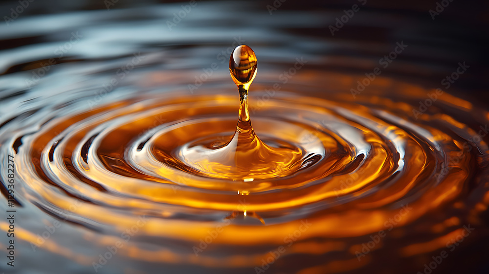 Golden Ripple: A single drop of liquid falls into a still body of water, creating mesmerizing concentric ripples that radiate outwards, capturing the fleeting beauty of a moment in time. Golden Ripple: A single drop of liquid falls into a still body of water, creating mesmerizing concentric ripples that radiate outwards, capturing the fleeting beauty of a moment in time.