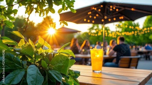 Sunset Drinks at Outdoor Patio Cafe