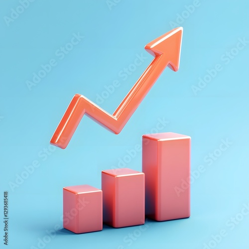 Rising Graph Icon with Trend Arrow Over Colorful Background