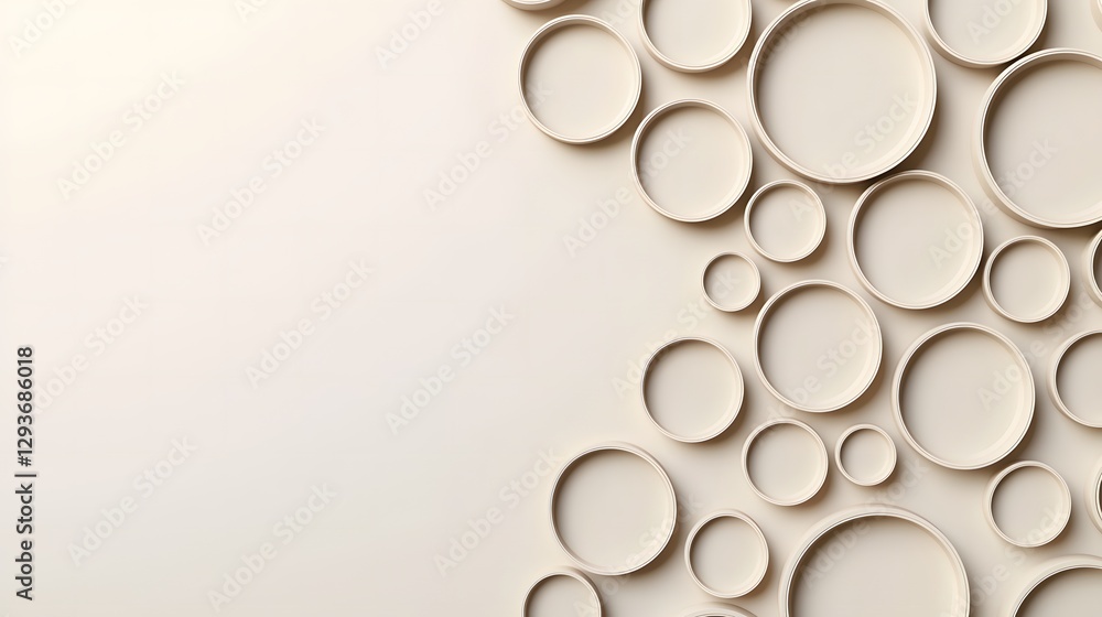 Elegant circular patterns in minimalist design indoor space graphic art neutral tones contemporary viewpoint Elegant circular patterns in minimalist design indoor space graphic art neutral tones contemporary viewpoint