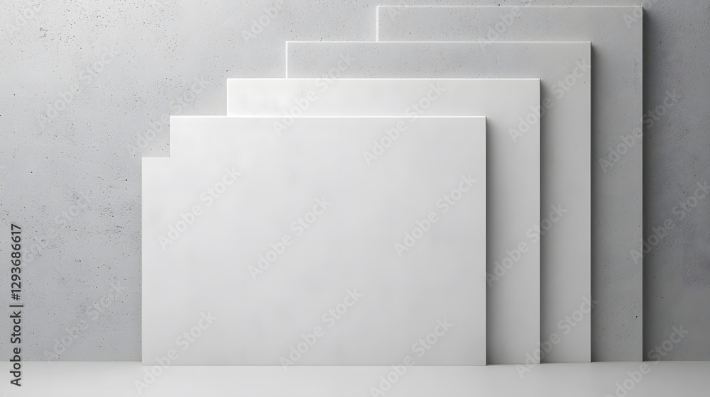 Obraz premium Artistic display of white paper sheets minimalist studio photography modern environment close-up view creative composition