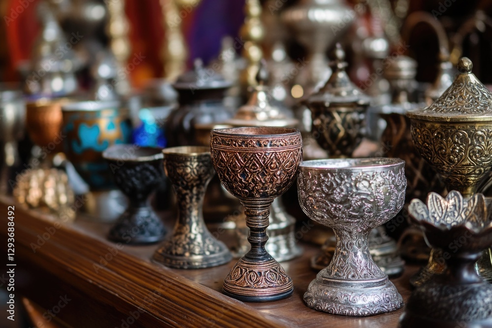 A table filled with diverse vases for decoration or display A table filled with diverse vases for decoration or display