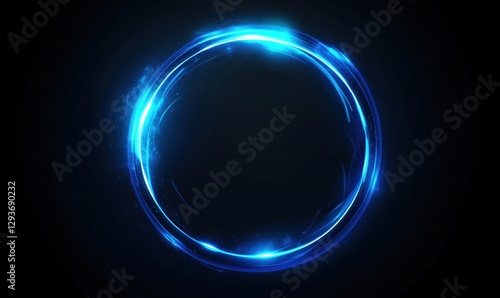 Wallpaper Mural Glowing blue circular light ring with sparkles on dark background Torontodigital.ca