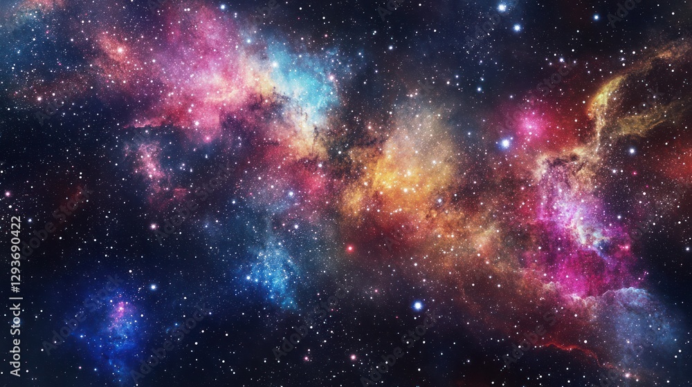 Colorful nebulae in deep space, distant star clusters, cosmic clouds, a celestial view, educational image, possible use for astronomy Colorful nebulae in deep space, distant star clusters, cosmic clouds, a celestial view, educational image, possible use for astronomy