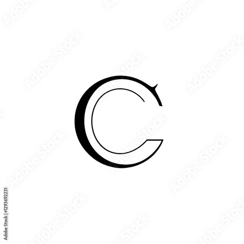 Elegant Capital Letter C Graphic Design with Bold and Thin Strokes Artistic Alphabet Symbolism