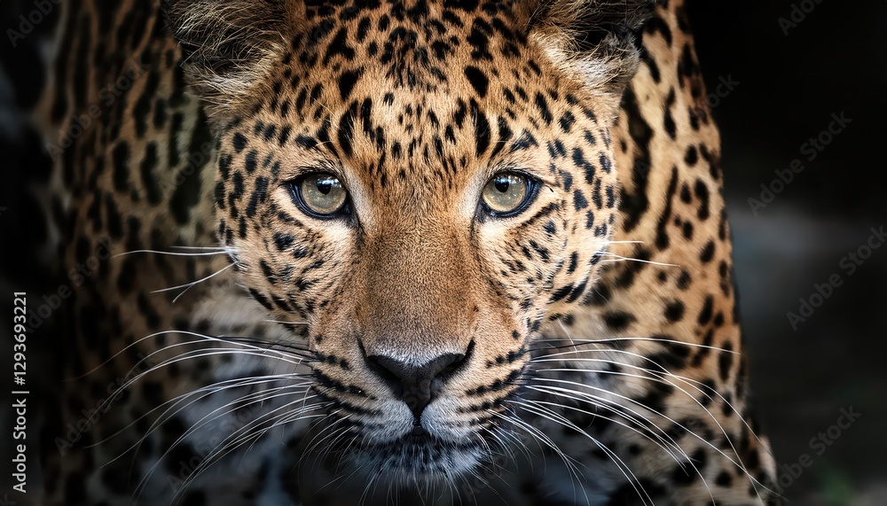 Intense Gazing Leopard, Majestically Framed by the African Savannah Sunset, Showcasing Vivid Colors and Textures in a Strikingly Cinematic Moment. Intense Gazing Leopard, Majestically Framed by the African Savannah Sunset, Showcasing Vivid Colors and Textures in a Strikingly Cinematic Moment.
