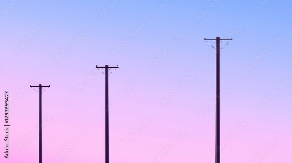 Simple utility poles against a pastel sky. Possible use Background image for a social media post or website Simple utility poles against a pastel sky. Possible use Background image for a social media post or website