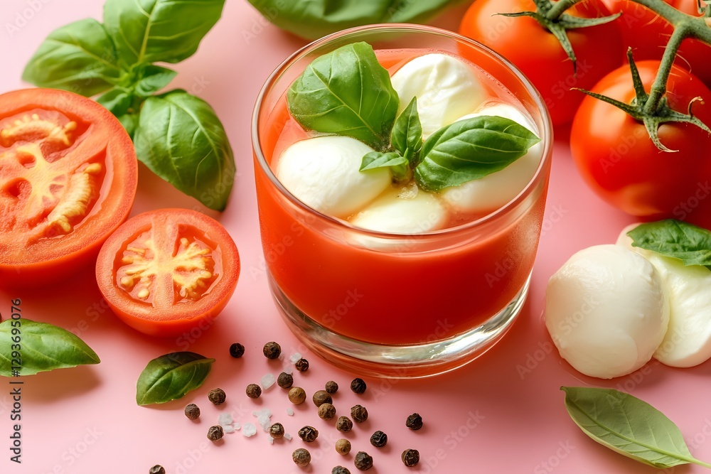 Refreshing Tomato Gazpacho with Mozzarella and Basil Refreshing Tomato Gazpacho with Mozzarella and Basil