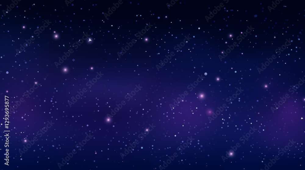 Obraz premium Fond texturé, paysage, effet galaxie, univers, cosmos. Couleurs bleu violet et noir, aurore boréale. Effet texture étoilé, brillant et flou. Conception et création graphique, bannière. 