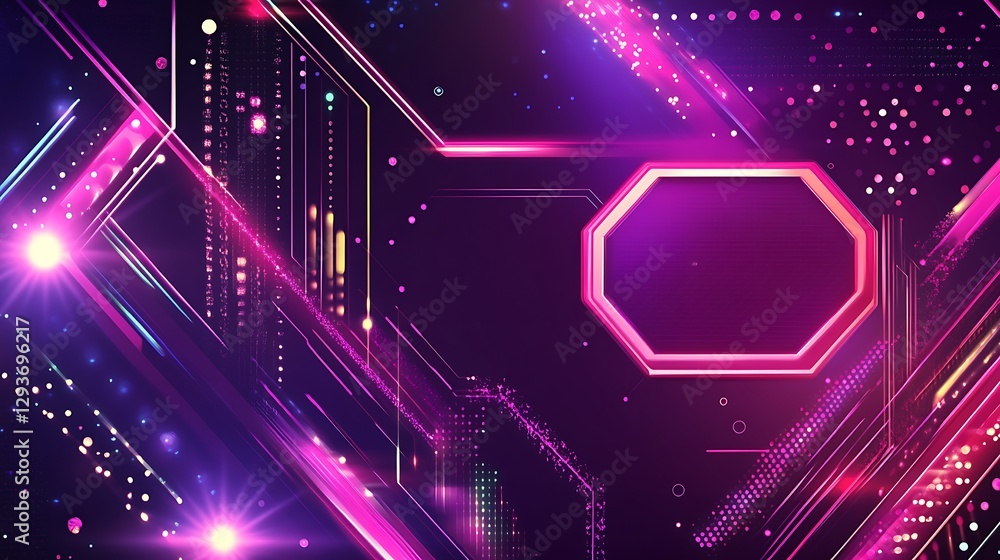 Obraz premium Abstract Neon Geometric Design With Glowing Lines