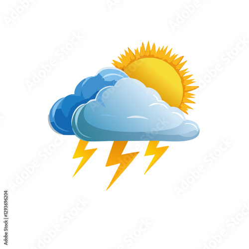weather vector icon set Partly cloudy with thunderstorms, but some sun