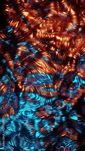 Blue and orange background with lot of shiny metal objects. Vertical looped animation