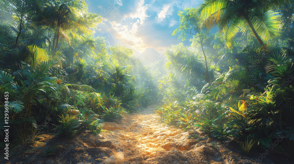 Obraz premium Sunlit Jungle Path