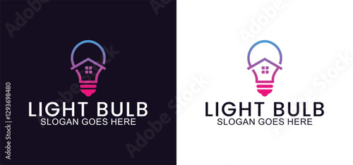 light bulb vector logo, Colorful light bulb design with symbol of technology, creativity, energy and light bulb shop